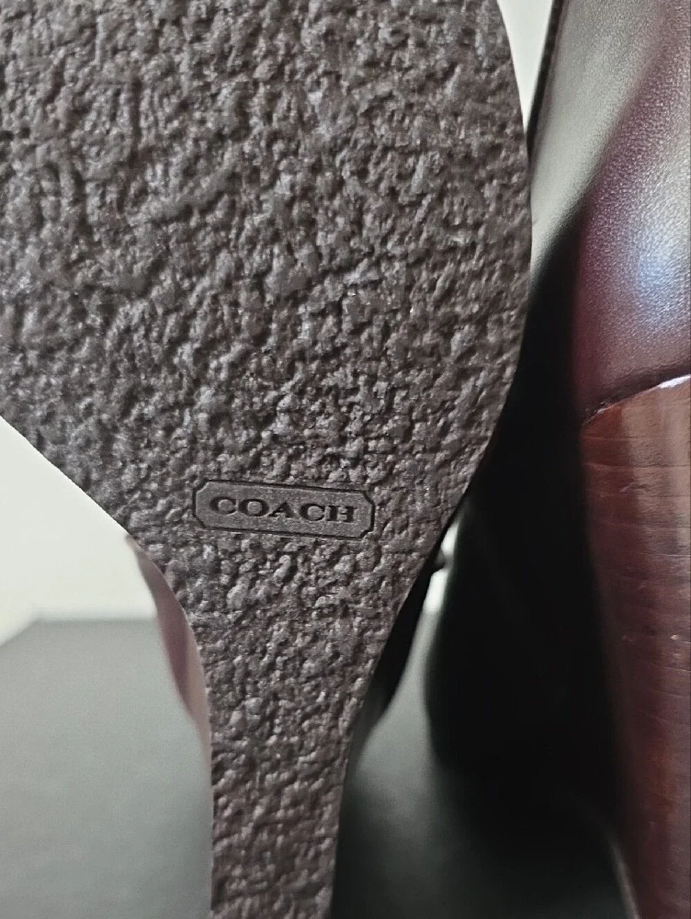 Coach Farah Washed Leather Chestnut Ankle Booty Wedge. Size 7. Never Worn.
